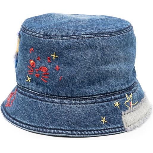 Marni cappello bucket denim con ricamo - blu