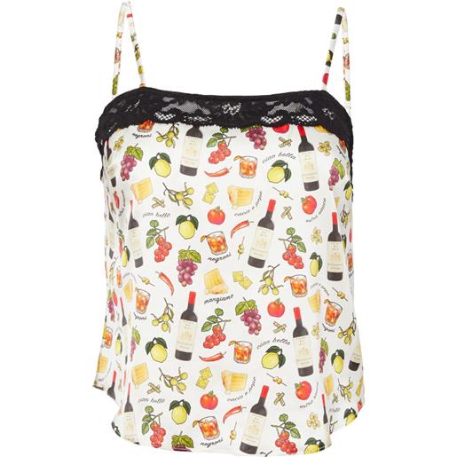 Fleur Du Mal canottiera charlotte in pizzo - bianco