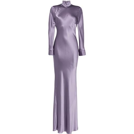 Michelle Mason abito da sera a maniche lunghe in seta - viola