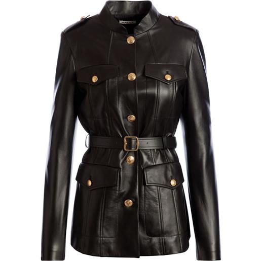 Bally giacca in pelle con cintura - nero
