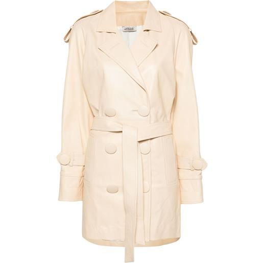 The Attico cappotto di pelle doppiopetto - toni neutri