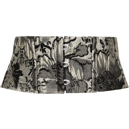 Carine Gilson corsetto in broccato a fiori - toni neutri