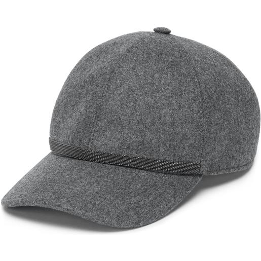 Brunello Cucinelli cappello da baseball con dettaglio monili - grigio