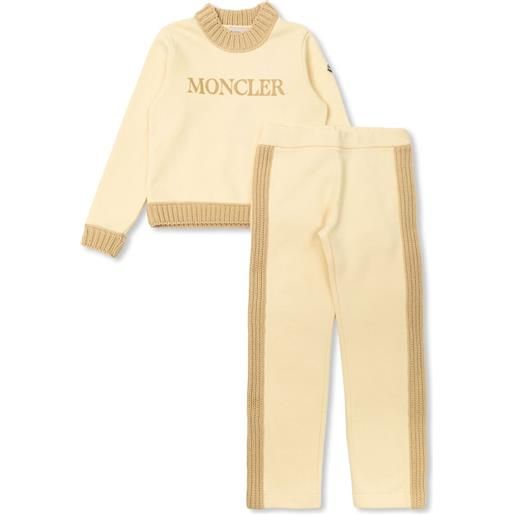 Moncler Enfant tuta sportiva con applicazione - toni neutri