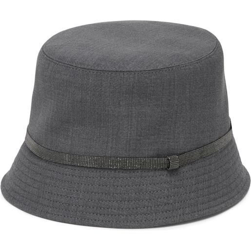 Brunello Cucinelli cappello bucket con dettaglio monili - grigio