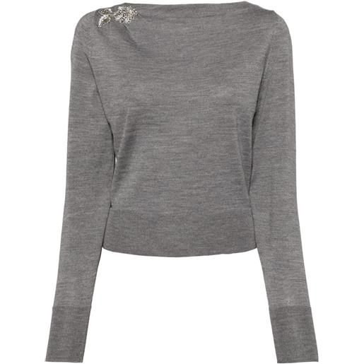 ERDEM top con decorazione - grigio