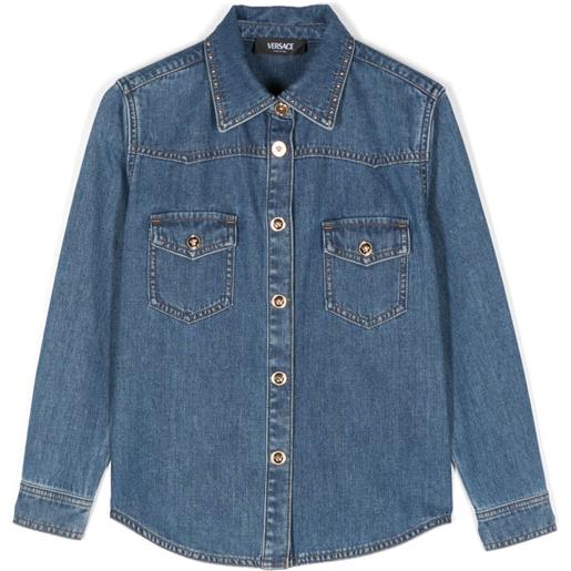 Versace Kids camicia medusa con borchie - blu