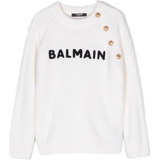 Balmain Kids maglione con ricamo - bianco