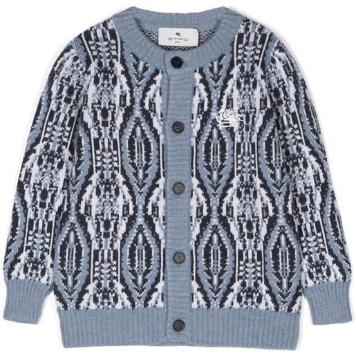 ETRO KIDS cardigan con ricamo pegaso - blu