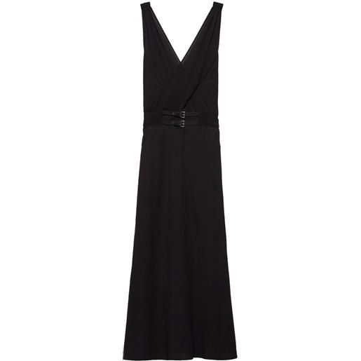 Prada abito midi con scollo a v - nero