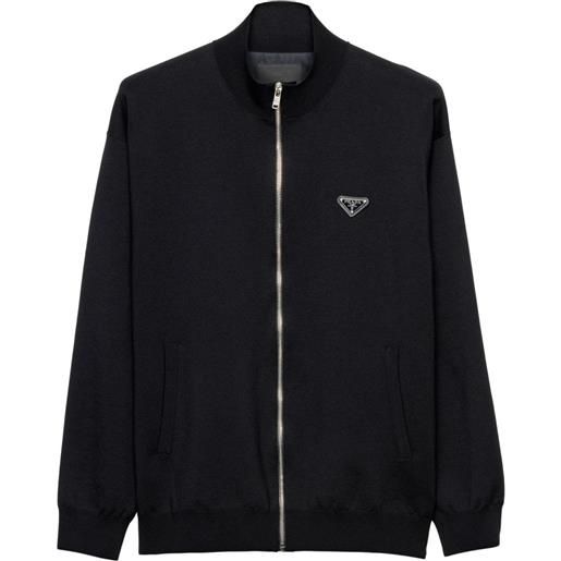 Prada cardigan con applicazione logo - nero