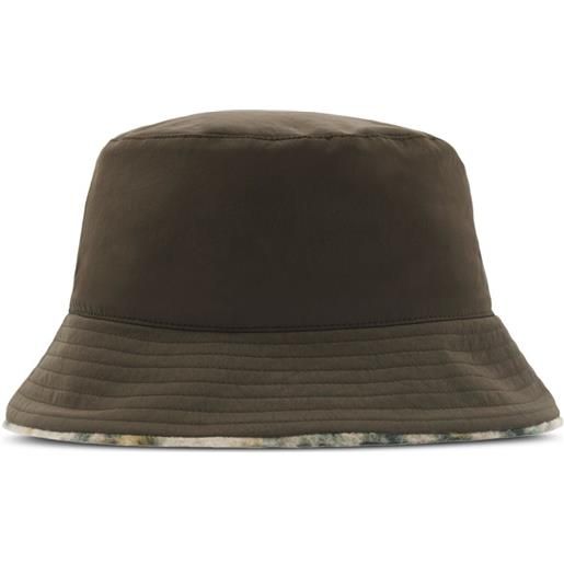 Burberry cappello bucket reversible check fleece - toni neutri