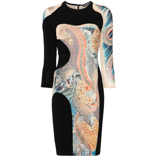 Alexander McQueen abito corto con stampa - nero