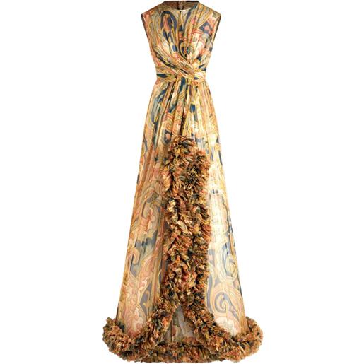 ETRO abito lungo con ruches - toni neutri