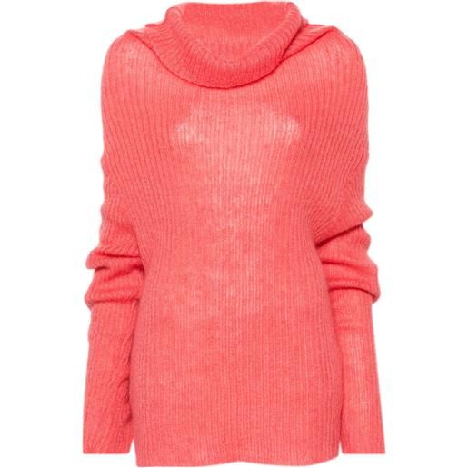 Yohji Yamamoto maglione con scollo drappeggiato - rosa