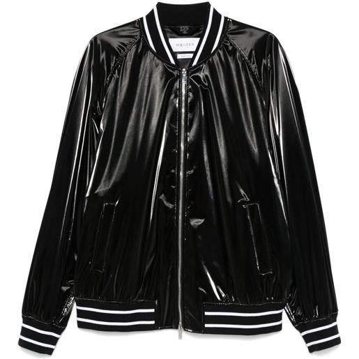 Alexander McQueen bomber con bordo a righe - nero