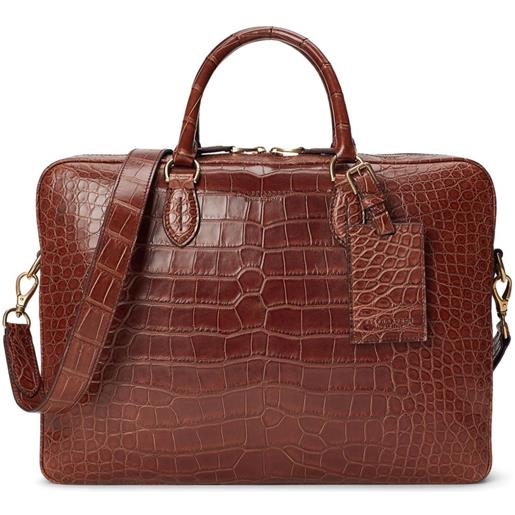 Ralph Lauren Purple Label portadocumenti con effetto coccodrillo - marrone