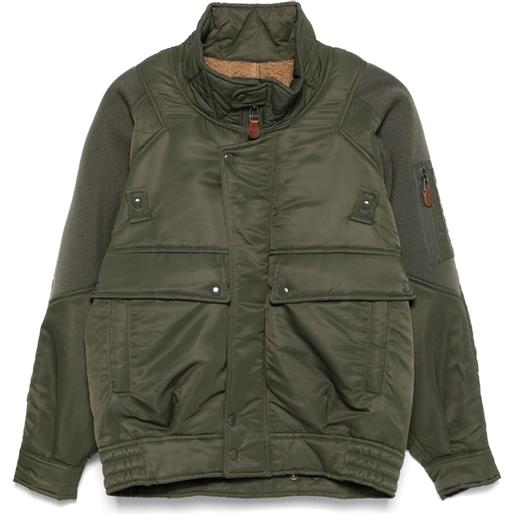 R13 bomber con inserti a coste - verde