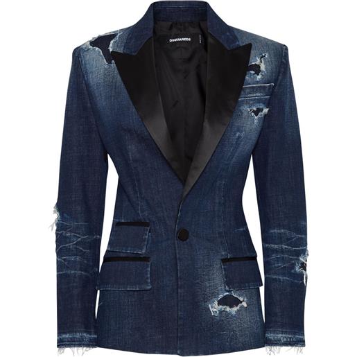 DSQUARED2 blazer denim con effetto vissuto - blu