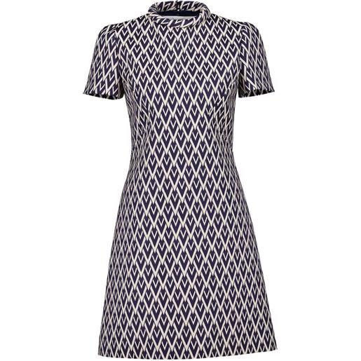 Valentino Garavani abito corto toute la v in lurex e jacquard - toni neutri