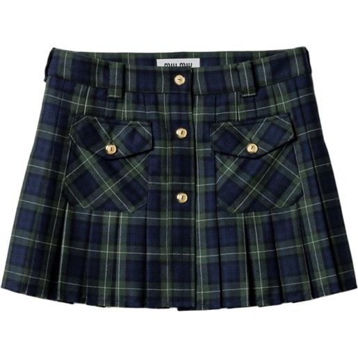 Miu Miu minigonna a pieghe tartan - verde