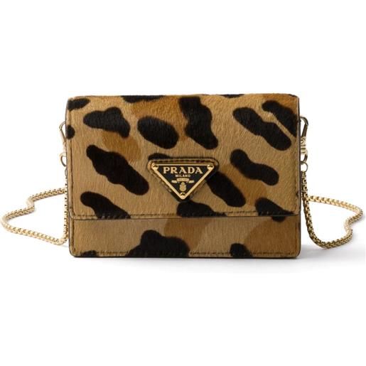 Prada portacarte con stampa in pelle - marrone