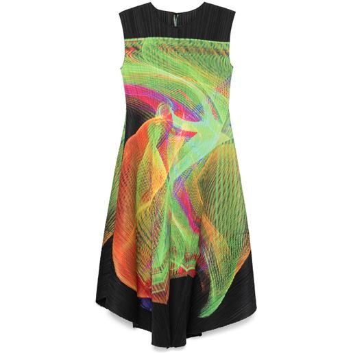 Pleats Please Issey Miyake abito midi con stampa astratta - verde