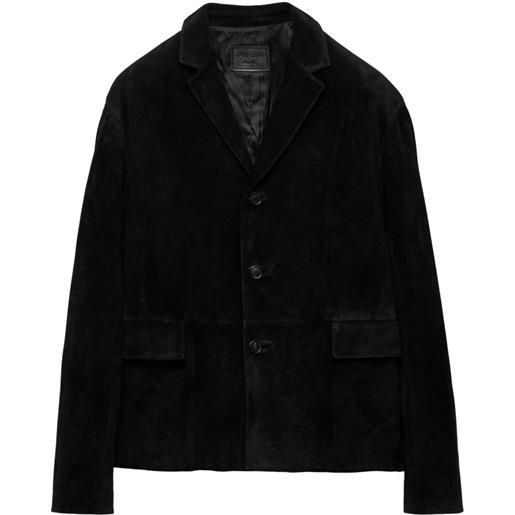 Prada blazer in pelle scamosciata - nero