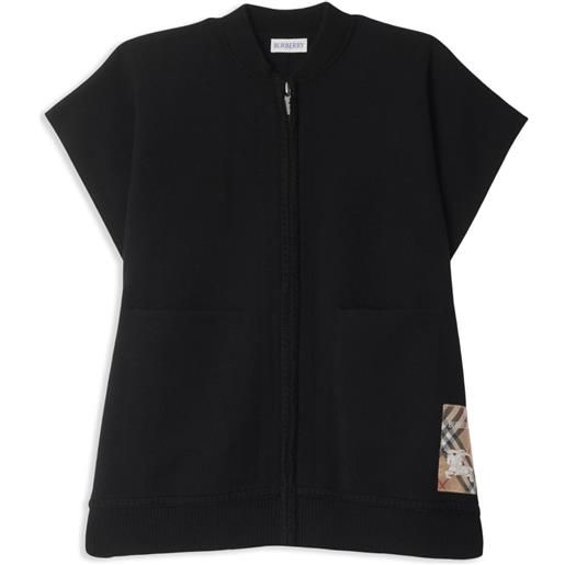 Burberry Kids mantella a quadri con applicazione logo - nero