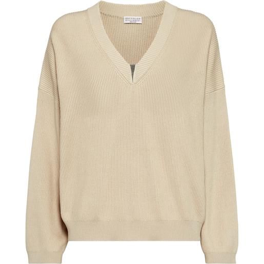 Brunello Cucinelli maglione con decorazione monili - toni neutri