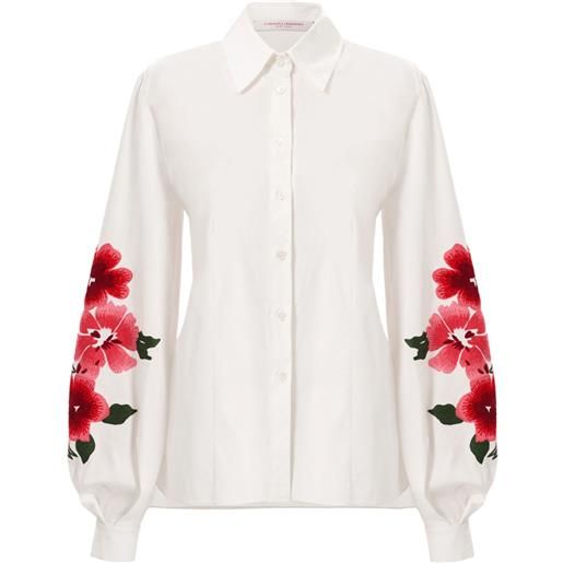 Carolina Herrera camicia con ricamo - bianco