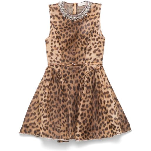 ZIMMERMANN abito corto con inserti in pizzo - marrone