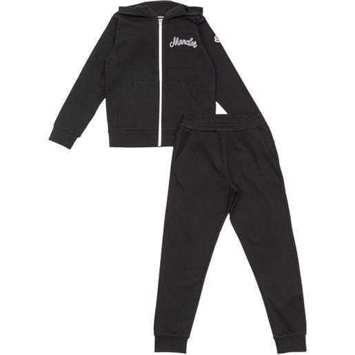 Moncler Enfant tuta sportiva con logo - nero