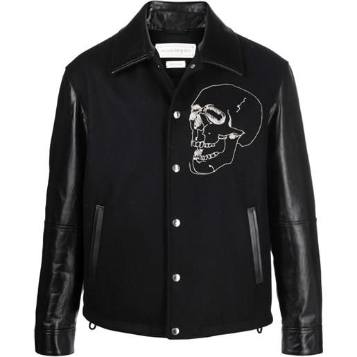 Alexander McQueen giacca denim con ricamo - nero