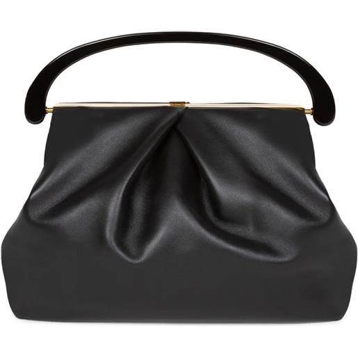 DRIES VAN NOTEN borsa tote in pelle con pieghe - nero