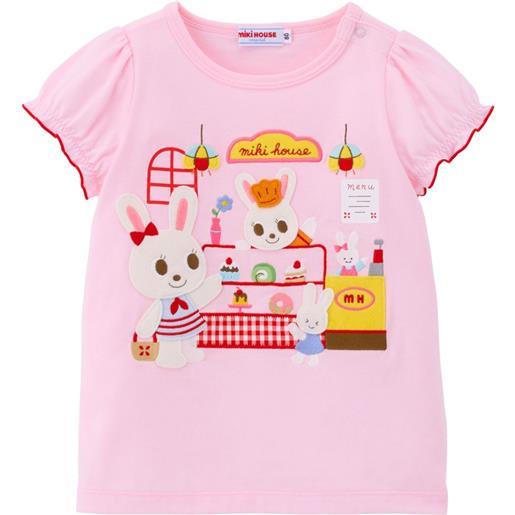 Miki House t-shirt con ricamo - rosa