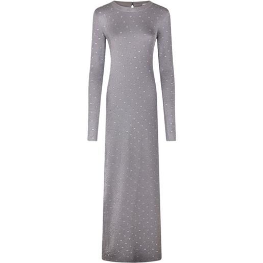 Rabanne abito lungo con strass e schiena scoperta - grigio