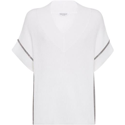 Brunello Cucinelli t-shirt con decorazione monili - bianco