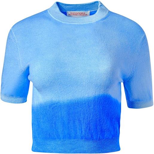 Alejandra Alonso Rojas t-shirt in cashmere a maniche corte - blu