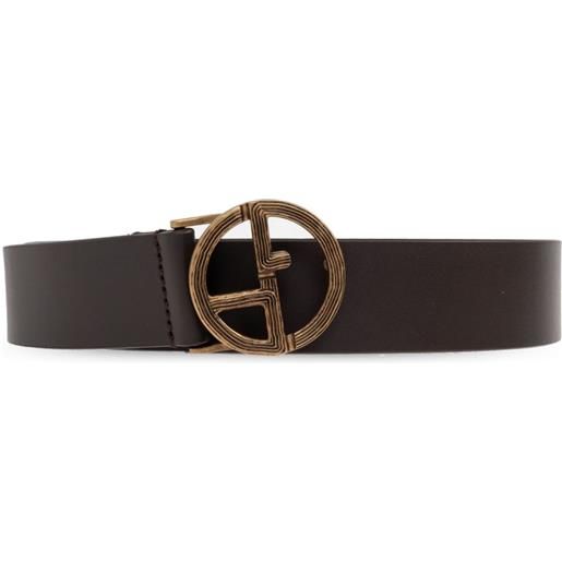 Giorgio Armani cintura in pelle con logo ga - marrone