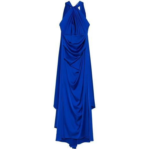 Talbot Runhof abito da sera con mantella - blu