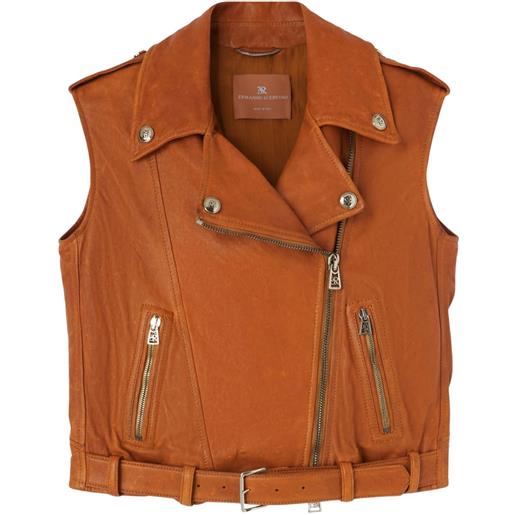 Ermanno Scervino gilet biker in pelle - marrone