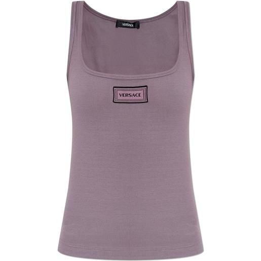 Versace canotta con applicazione - viola