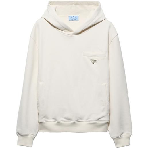 Prada felpa con cappuccio con logo triangolare - toni neutri
