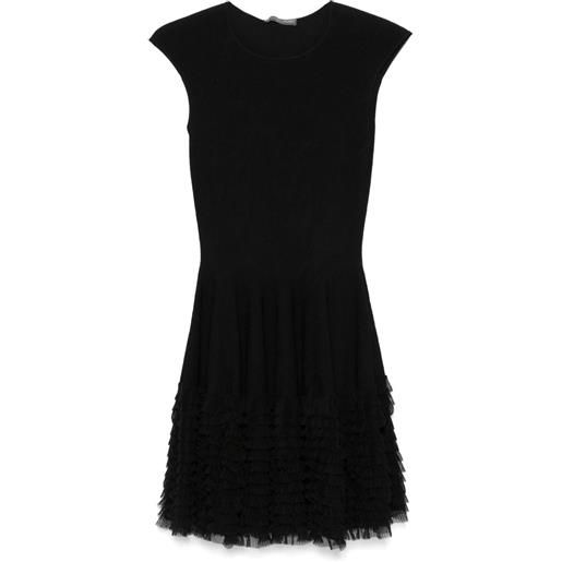 Alexander McQueen lace knit ruffle dress - nero