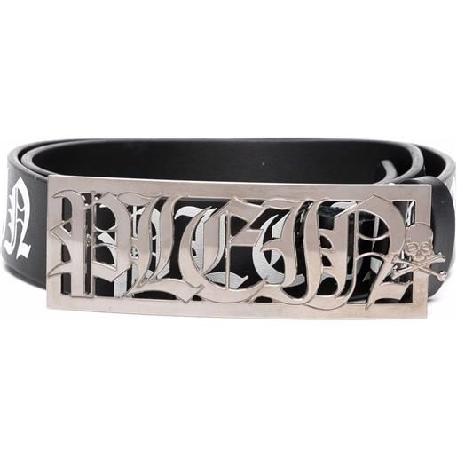 Philipp Plein cintura in pelle con placca logo - nero
