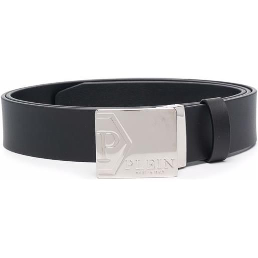 Philipp Plein cintura con placca logo - nero