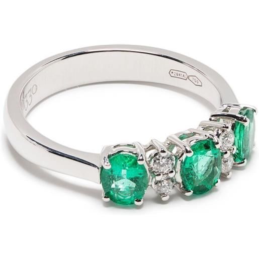 LEO PIZZO anello a fascia eternity in oro bianco 18 carati con diamanti e smeraldi - argento