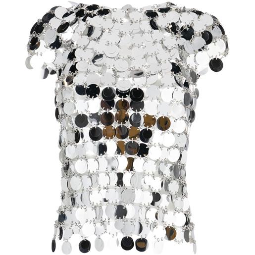 Rabanne top a maniche corte - argento