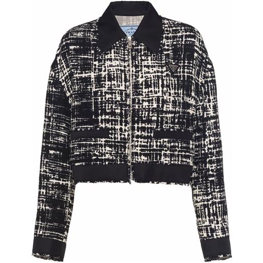 Prada giacca re-nylon crop - nero
